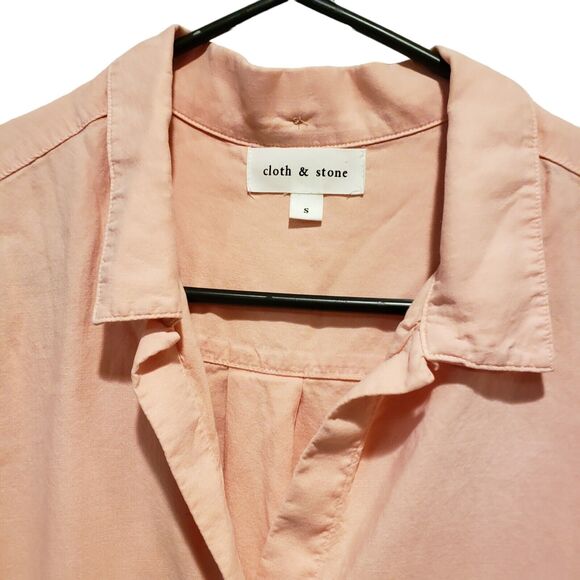 Anthropologie Cloth and Stone Top Womens SMALL Button Up Tie Front Peach Boho - Picture 3 of 7